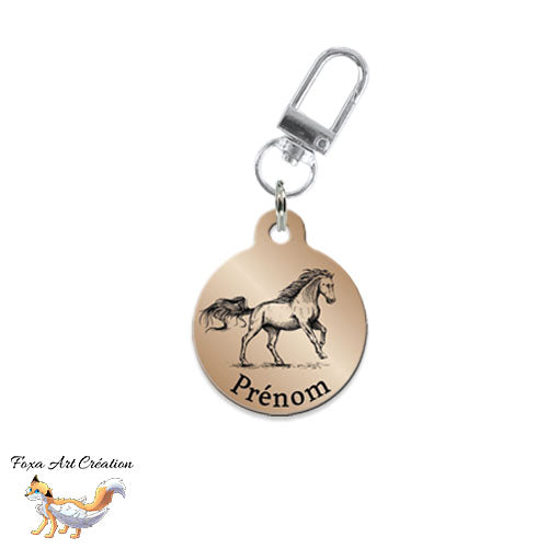 Médaille identification cheval personnalisée pour licol motif sur fond couleur bronze