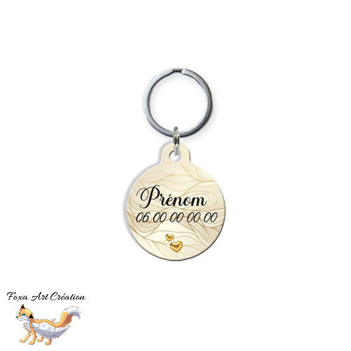 Médaille ronde personnalisée chien ou chat, motif chic doré