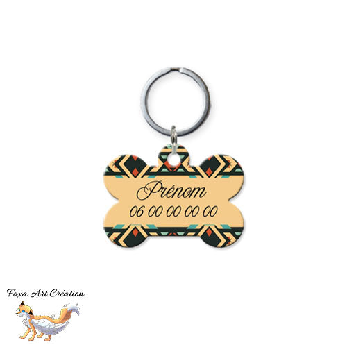 Médaille chien personnalisée motif Bohême forme os