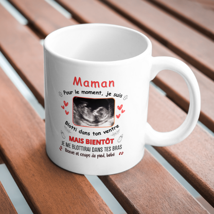 Mug personnalisé avec échographie, bonjour maman, tasse cadeau personnalisable, fête des mères