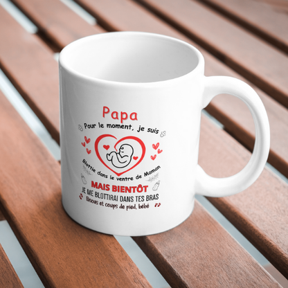 Mug personnalisé arrivée de bébé, bonjour papa, tasse cadeau personnalisable, fête des pères