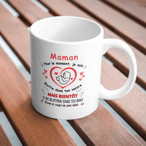 Mug personnalisé arrivée de bébé, bonjour maman, tasse cadeau personnalisable, fête des mères