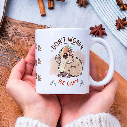Mug Capybara "Don't worry be capy", jeu de mot mignon et humour