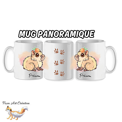 Mug Capybara mignon avec une orange personnalisable