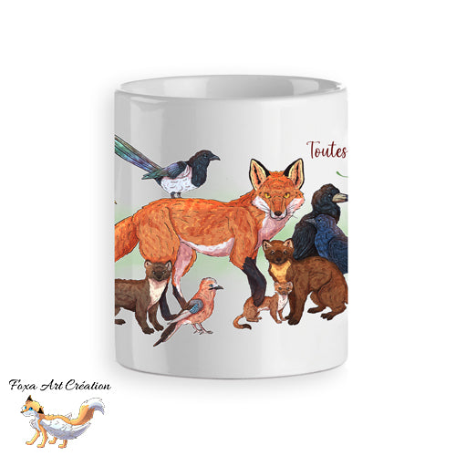 Mug "Toutes Les Vies Comptent" - Tasse Animaux ESOD "nuisibles" Écologie Faune Sauvage, Renard, Illustration