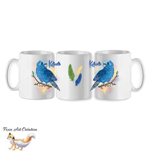 Mug Kakariki Bleu, Perruche de Sparrman, tasse cadeau petit perroquet oiseau, Illustration