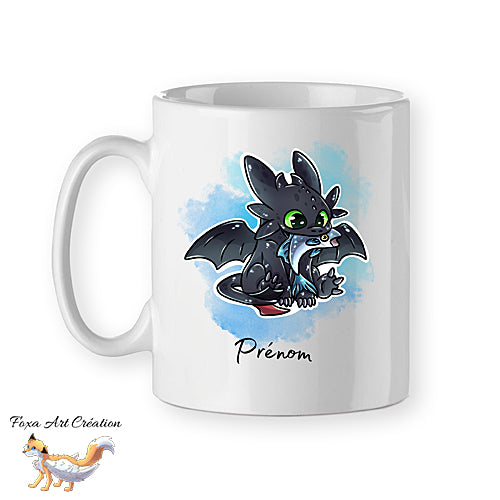 Mug Krokmou, Furie Nocturne, Dragon noir, tasse personnalisable prénom cadeau