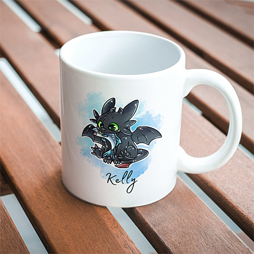 Mug Krokmou, Furie Nocturne, Dragon noir, tasse personnalisable prénom cadeau