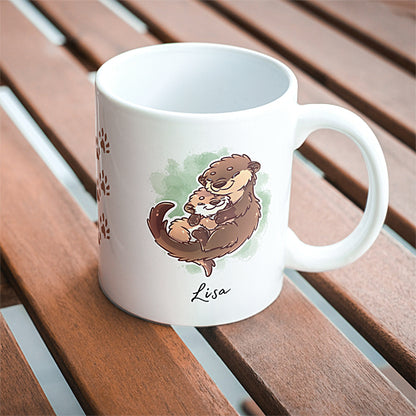 Mug Loutres Câlineuses, personnalisable avec prénom, tasse cadeau