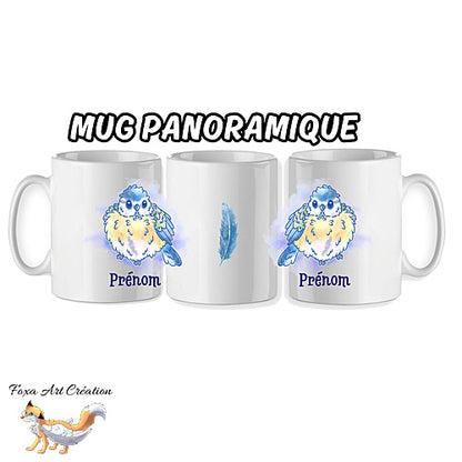 Mug Mésange bleue, tasse cadeau prénom personnalisable