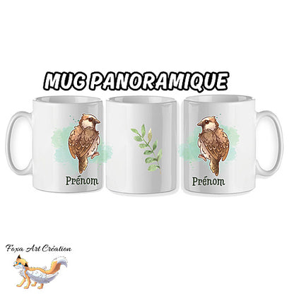 Mug Moineau, tasse cadeau prénom personnalisable