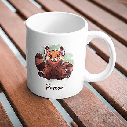 Mug Panda Roux Mignon Assis, tasse cadeau personnalisable