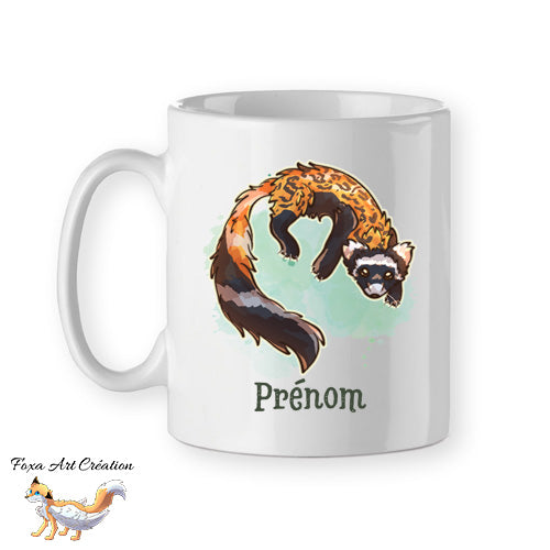 Mug Putois Marbré, marbled polecat, mustélidé animal mignon, tasse cadeau personnalisable