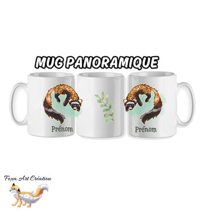 Mug Putois Marbré, marbled polecat, mustélidé animal mignon, tasse cadeau personnalisable