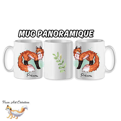 Mug Renard Roux se tenant debout, Illustration, tasse cadeau personnalisable