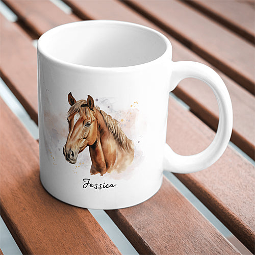 Mug Cheval Alezan, personnalisable avec prénom, tasse cadeau