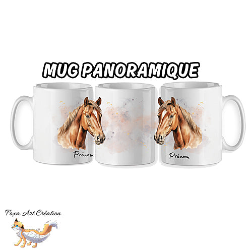 Mug Cheval Alezan, personnalisable avec prénom, tasse cadeau