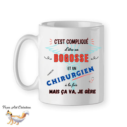 Mug Chirurgien Bogosse, beau gosse, tasse cadeau prénom personnalisable