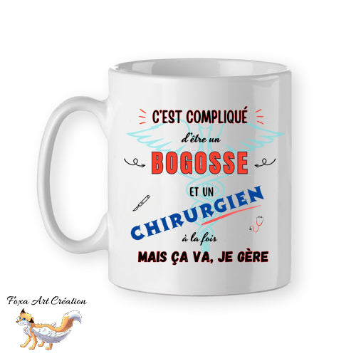Mug Chirurgien Bogosse, beau gosse, tasse cadeau prénom personnalisable