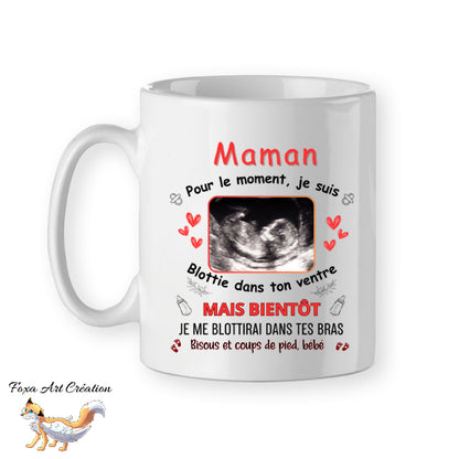 Mug personnalisé avec échographie, bonjour maman, tasse cadeau personnalisable, fête des mères