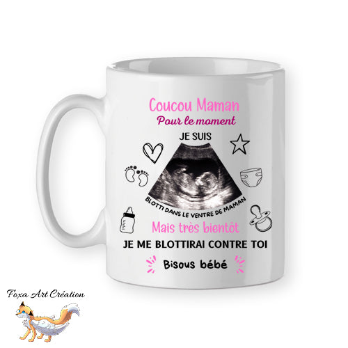 Mug personnalisé avec échographie, pour maman, tasse cadeau personnalisable, fête des mères