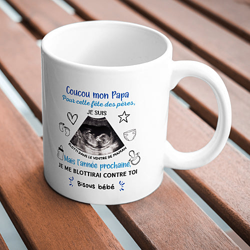 Mug personnalisé avec échographie, pour papa, tasse cadeau personnalisable, fête des pères