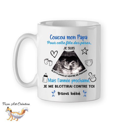 Mug personnalisé avec échographie, pour papa, tasse cadeau personnalisable, fête des pères
