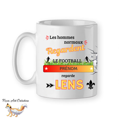 Mug personnalisé supporter football, Lens, tasse cadeau personnalisable prénom
