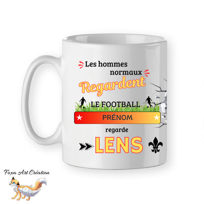 Mug personnalisé supporter football, Lens, tasse cadeau personnalisable prénom