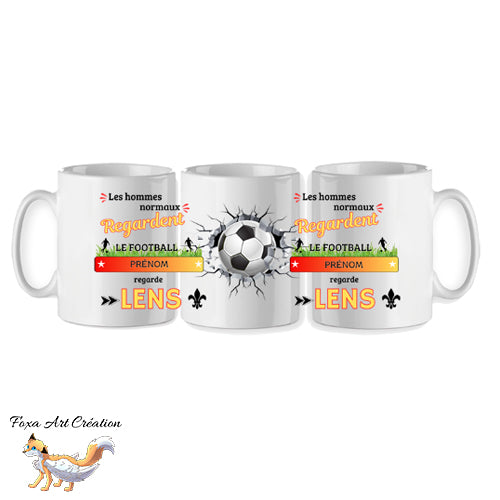 Mug personnalisé supporter football, Lens, tasse cadeau personnalisable prénom