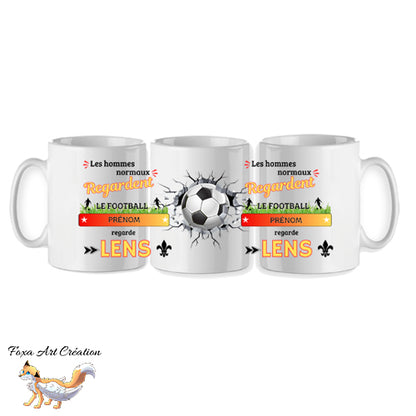 Mug personnalisé supporter football, Lens, tasse cadeau personnalisable prénom