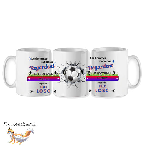 Mug personnalisé supporter football, Lille Losc, tasse cadeau personnalisable prénom
