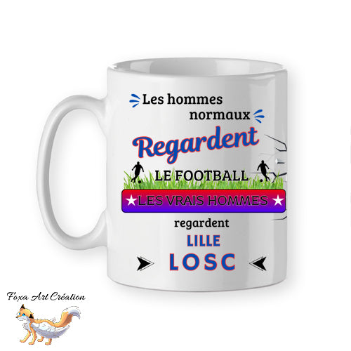 Mug personnalisé supporter football, Lille Losc, tasse cadeau personnalisable prénom