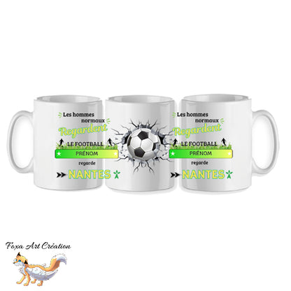 Mug personnalisé supporter football, Nantes, tasse cadeau personnalisable prénom