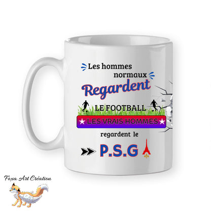 Mug personnalisé supporter football, PSG, Paris Saint-Germain, tasse cadeau personnalisable prénom