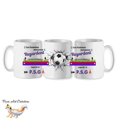 Mug personnalisé supporter football, PSG, Paris Saint-Germain, tasse cadeau personnalisable prénom