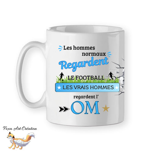 Mug personnalisé supporter football, OM, Olympique de Marseille, tasse cadeau personnalisable prénom