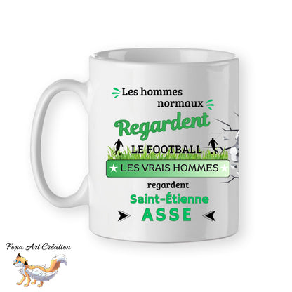 Mug personnalisé supporter football, Saint-Etienne Asse, tasse cadeau personnalisable prénom
