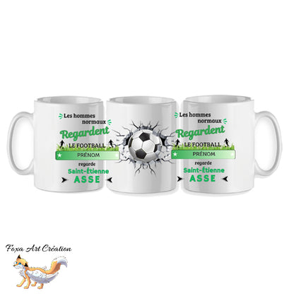 Mug personnalisé supporter football, Saint-Etienne Asse, tasse cadeau personnalisable prénom