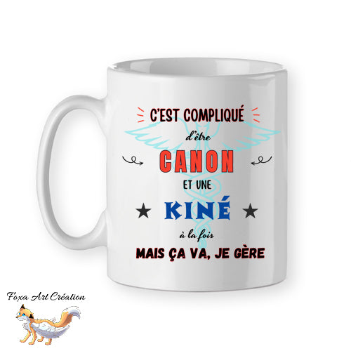 Mug Kiné Canon, tasse cadeau prénom personnalisable