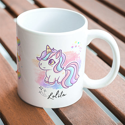 Mug Petite Licorne, arc-en-ciel, mignon, tasse personnalisable prénom cadeau