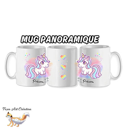 Mug Petite Licorne, arc-en-ciel, mignon, tasse personnalisable prénom cadeau