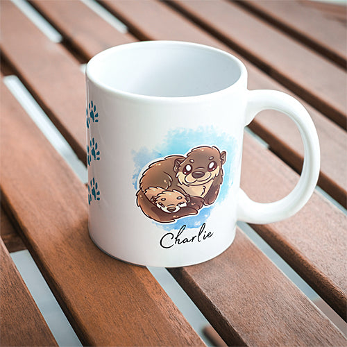 Mug Loutres Mignonnes, bébé loutre, personnalisable avec prénom, tasse cadeau