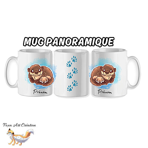 Mug Loutres Mignonnes, bébé loutre, personnalisable avec prénom, tasse cadeau