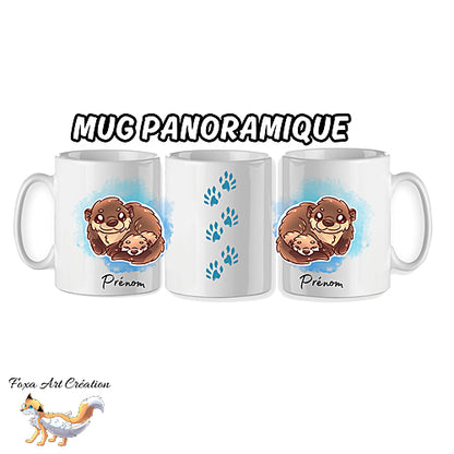 Mug Loutres Mignonnes, bébé loutre, personnalisable avec prénom, tasse cadeau