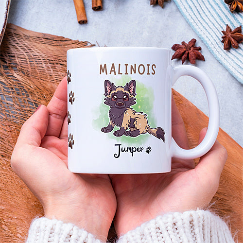 Mug Malinois, Chien, personnalisable avec prénom, tasse cadeau