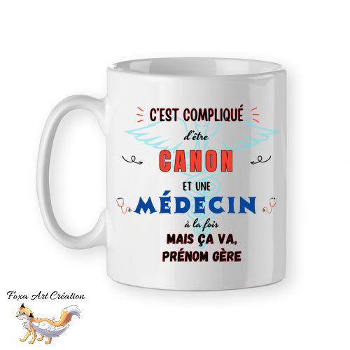 Mug Médecin Canon, tasse cadeau prénom personnalisable