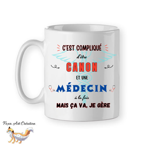 Mug Médecin Canon, tasse cadeau prénom personnalisable