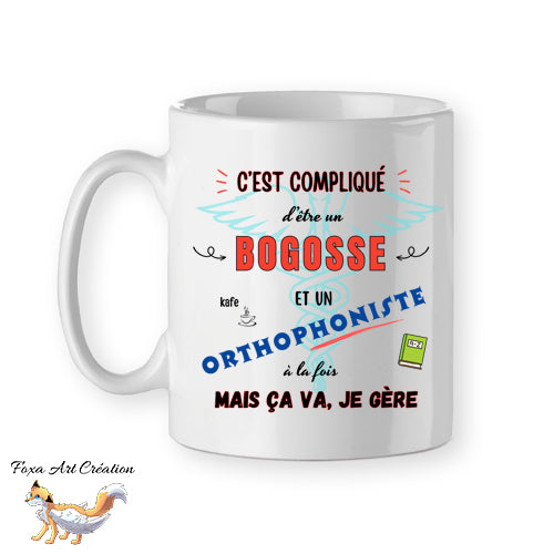 Mug Orthophoniste Bogosse, tasse cadeau prénom personnalisable