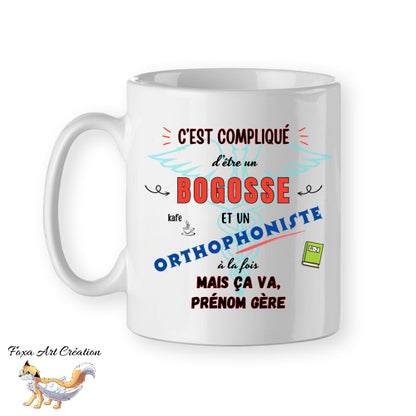 Mug Orthophoniste Bogosse, tasse cadeau prénom personnalisable